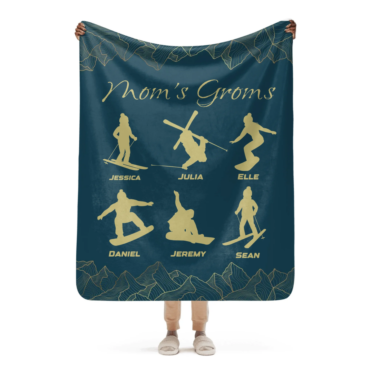 Custom Blanket for Skiing Families - Select up to 6 kids - Powderaddicts