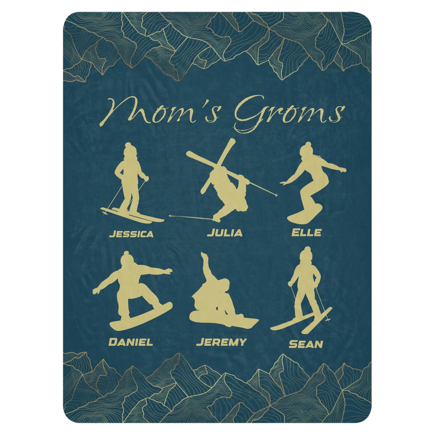 Custom Blanket for Skiing Families - Select up to 6 kids - Powderaddicts