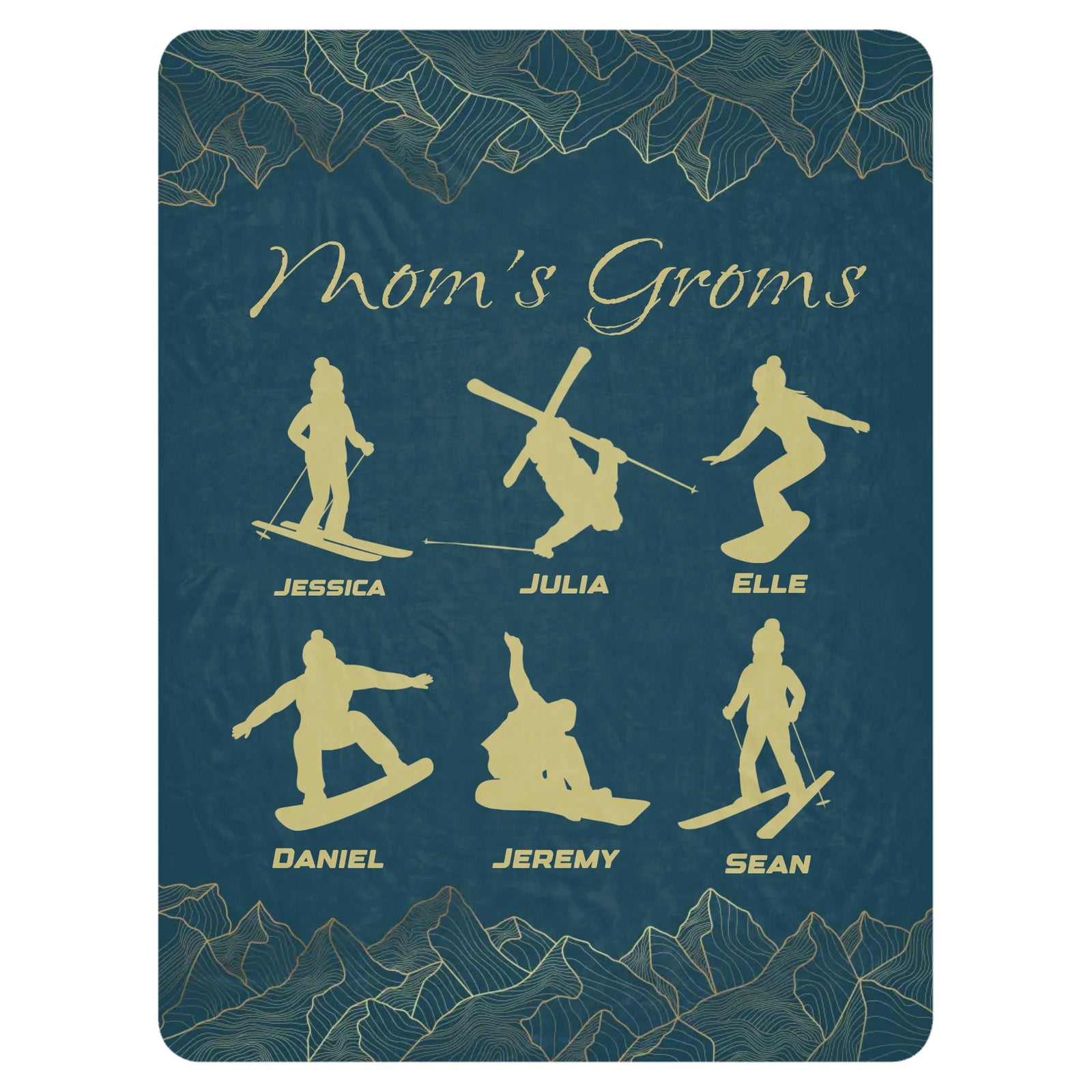 Custom Blanket for Skiing Families - Select up to 6 kids - Powderaddicts