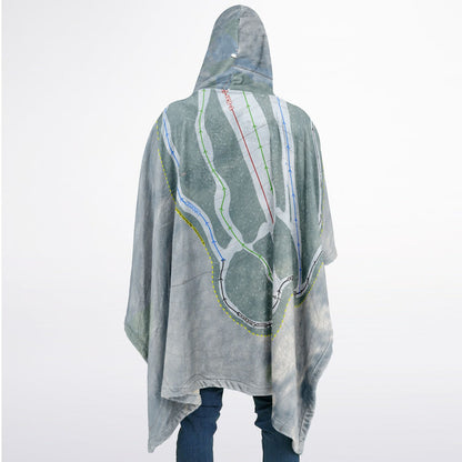Baker Mountain, Maine Ski Resort Map Flannel Blanket Poncho