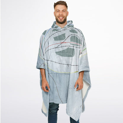 Sitzmark, Washington Ski Resort Map Flannel Blanket Poncho