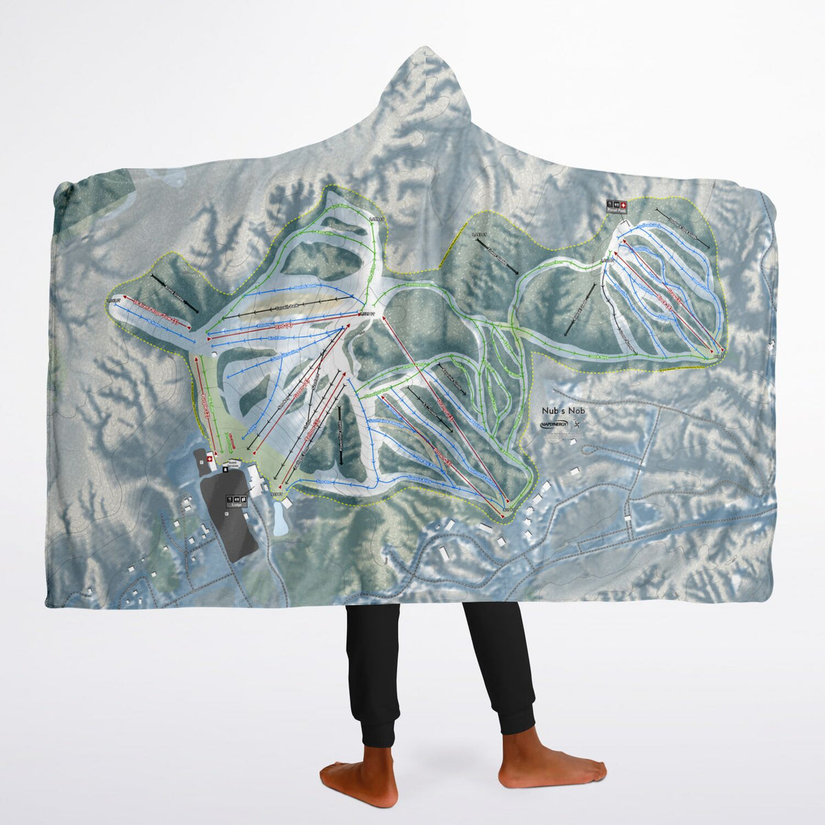 Nub&#39;s Nob, Michigan Ski Trail Map - Youth Hooded Blanket