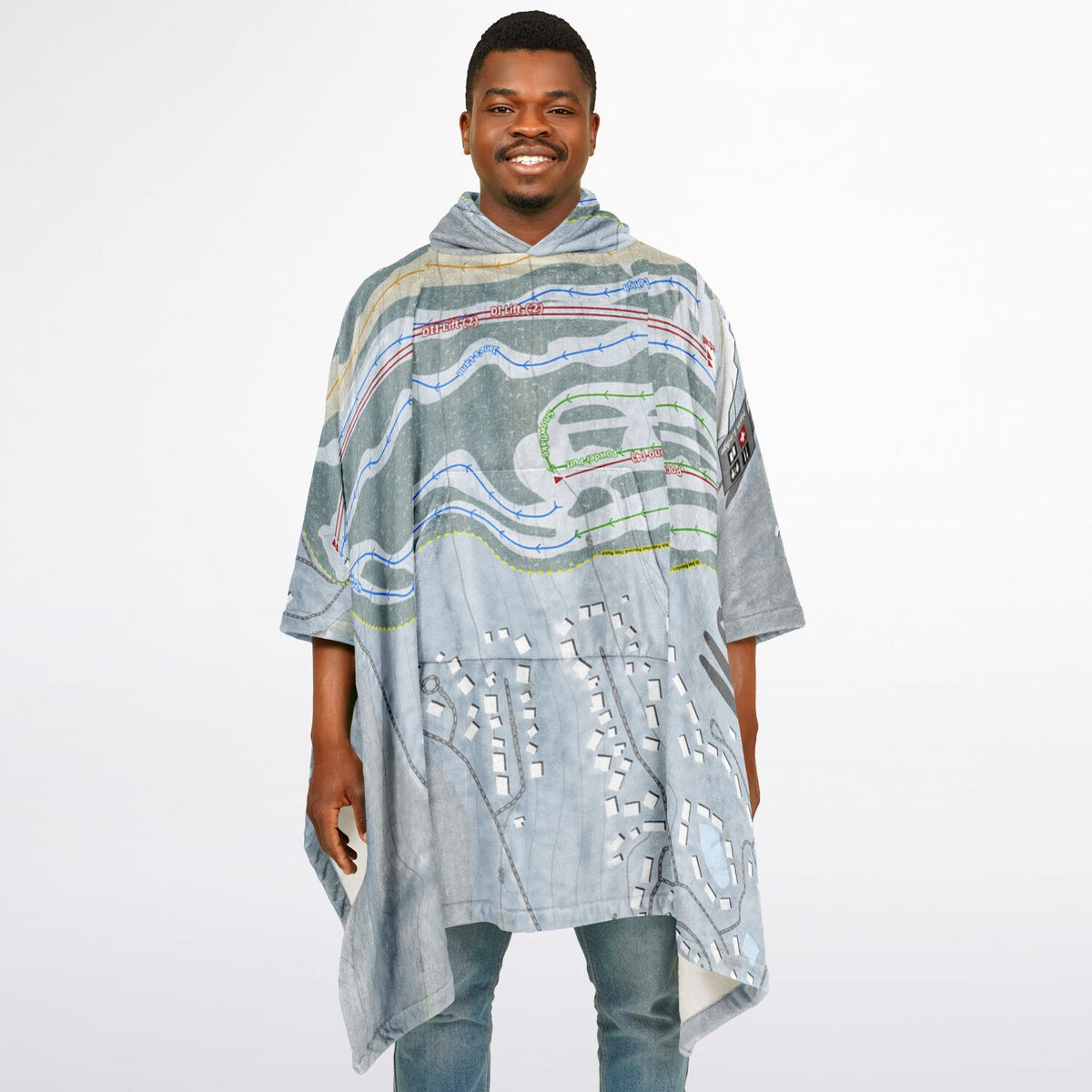 Jack Frost, Pennsylvania Ski Resort Map Flannel Blanket Poncho