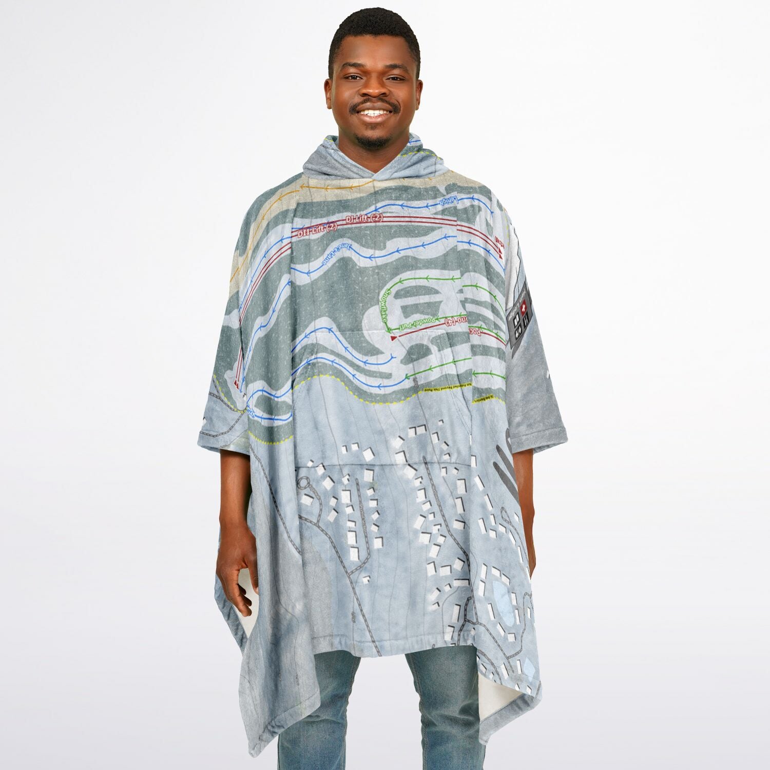 Jack Frost, Pennsylvania Ski Resort Map Flannel Blanket Poncho