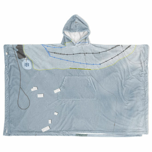 Rotarun, Idaho Ski Resort Map Flannel Blanket Poncho