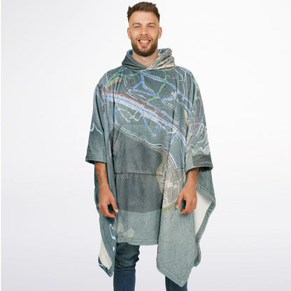 Troll Resort, British Columbia Ski Resort Map Flannel Blanket Poncho