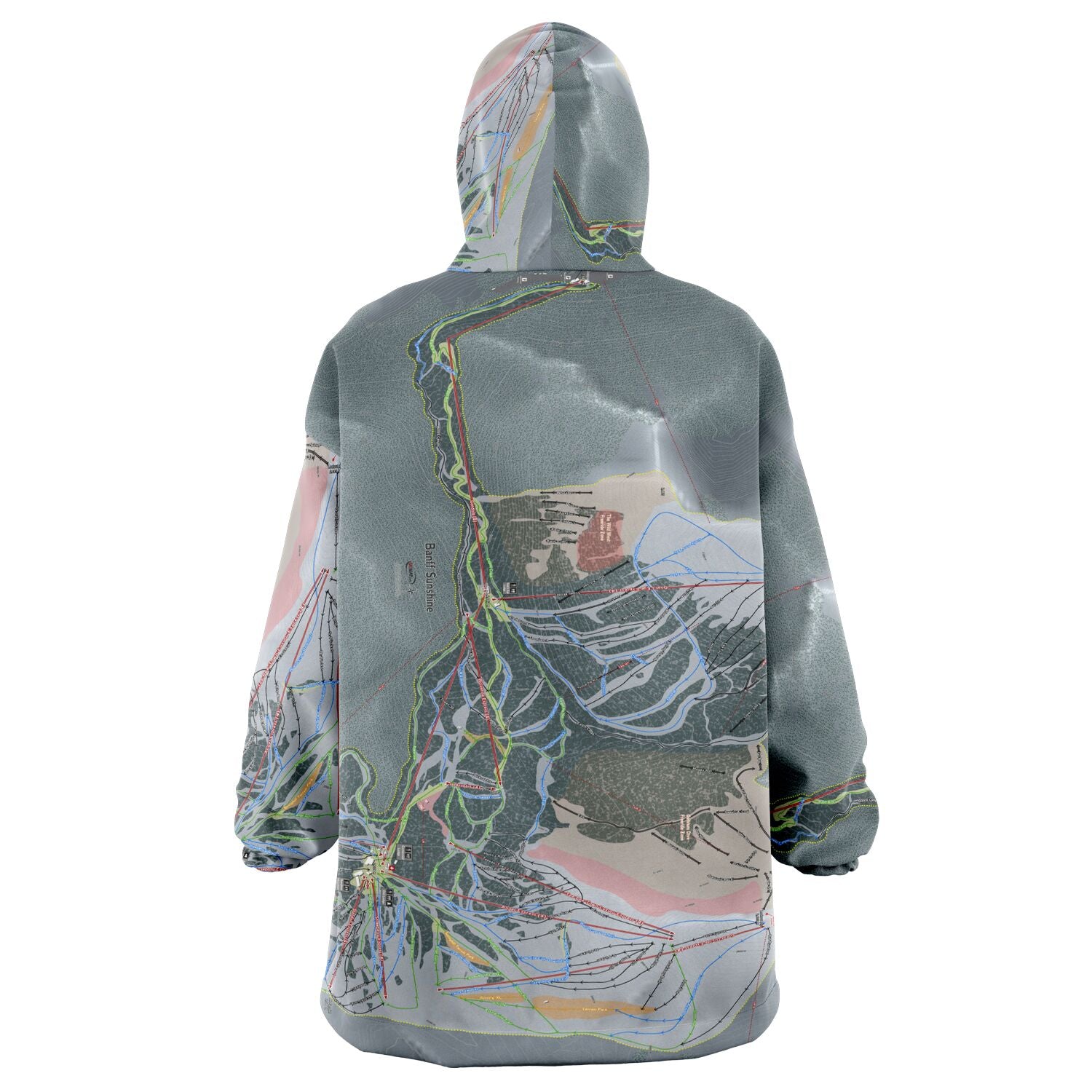 Banff Sunshine, Alberta Ski Trail Map - Snug Hoodie