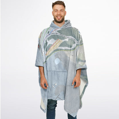 Mt Zion, Michigan Ski Resort Map Flannel Blanket Poncho