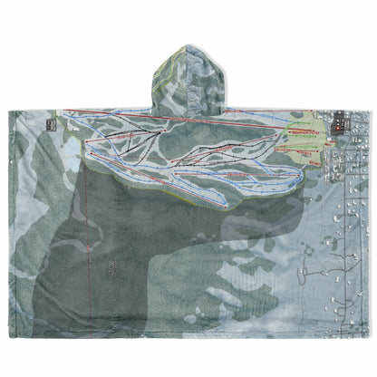 Snow Summit, California Ski Resort Map Flannel Blanket Poncho