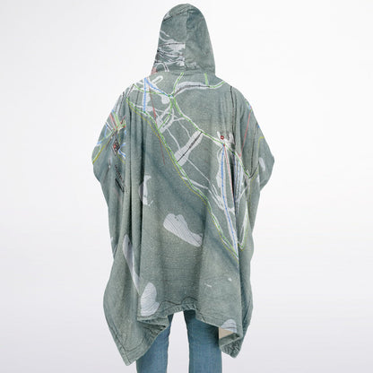 Montana Snowbowl, Montana Ski Resort Map Flannel Blanket Poncho