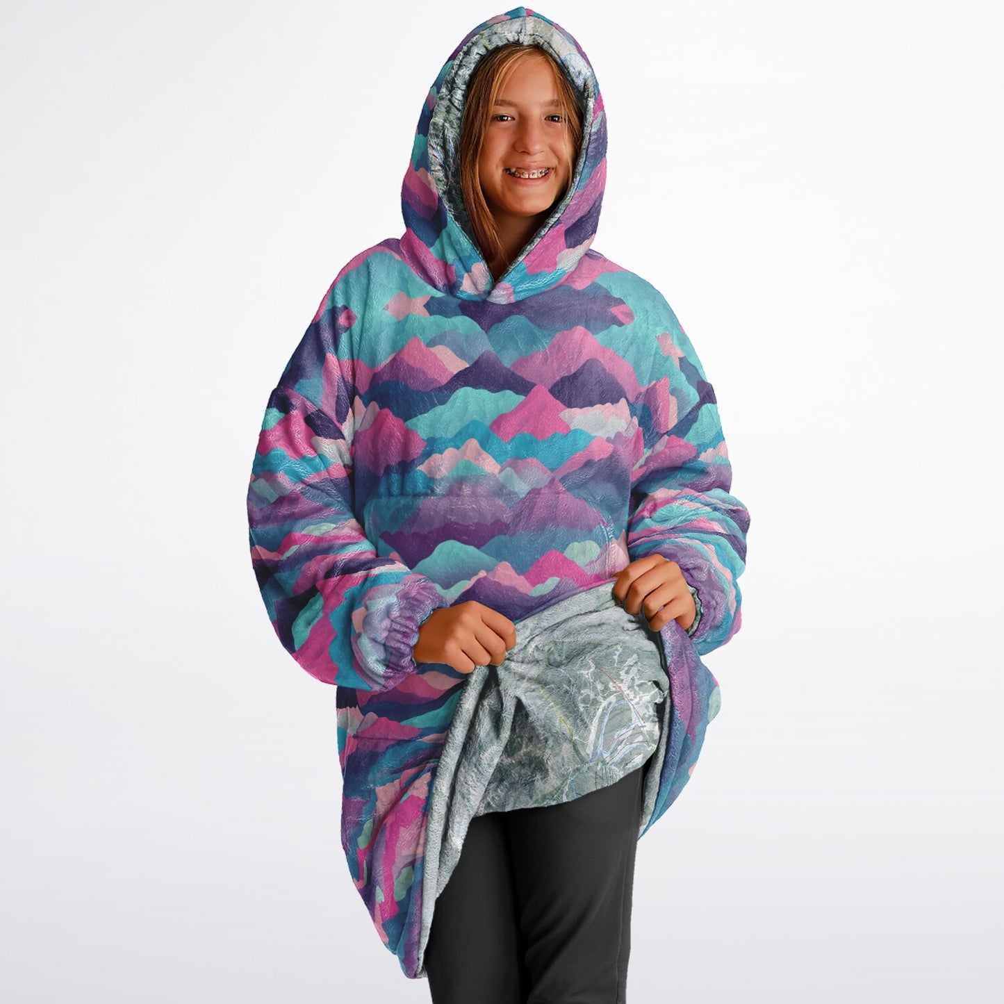 Powder Mountain, Utah Ski Resort Map Youth Reversible Snug Hoodie