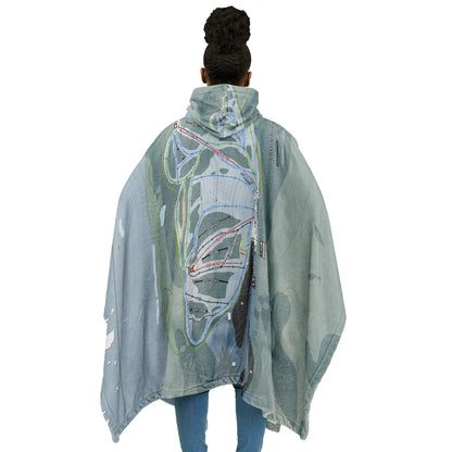 Lost Valley, Maine Ski Resort Map Flannel Blanket Poncho