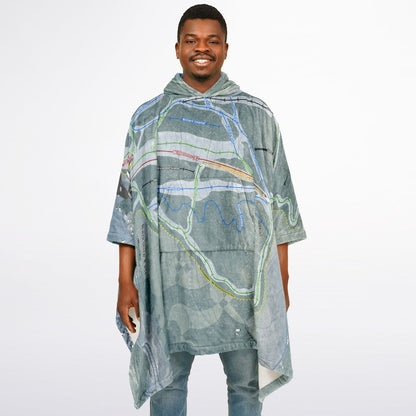 Berkshire East, Massachusetts Ski Resort Map Flannel Blanket Poncho