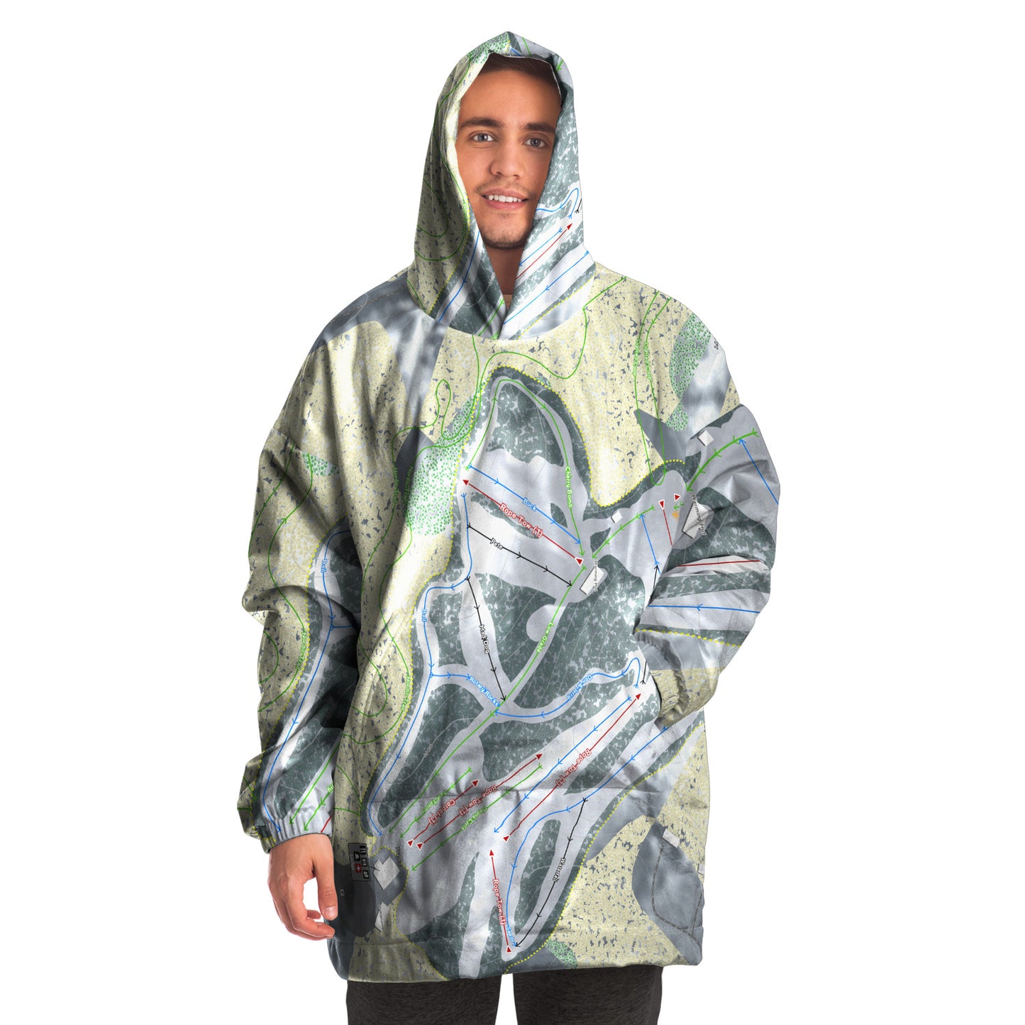 Hickory Hills, Michigan Ski Trail Map Snug Hoodie - Powderaddicts