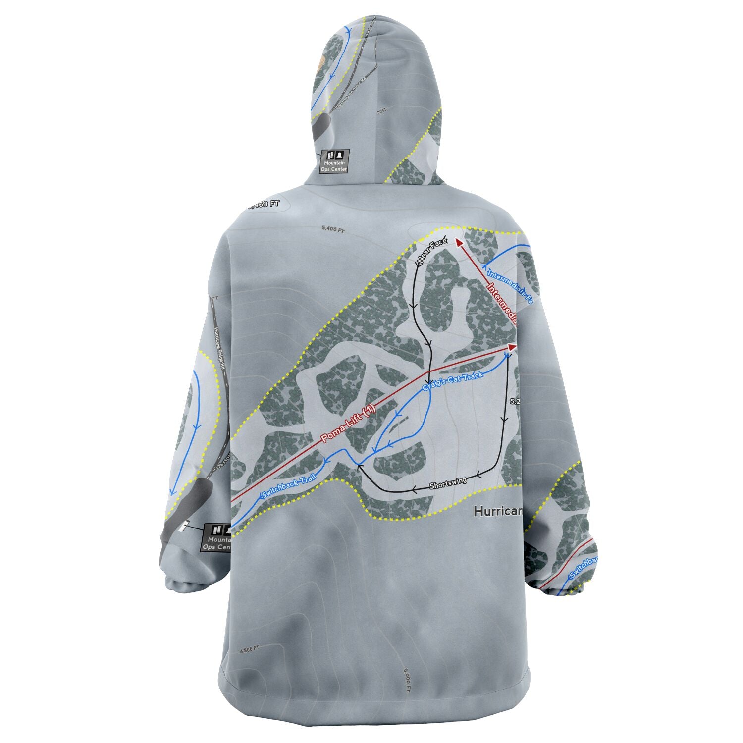Hurricane Ridge, Washington Ski Trail Map - Snug Hoodie