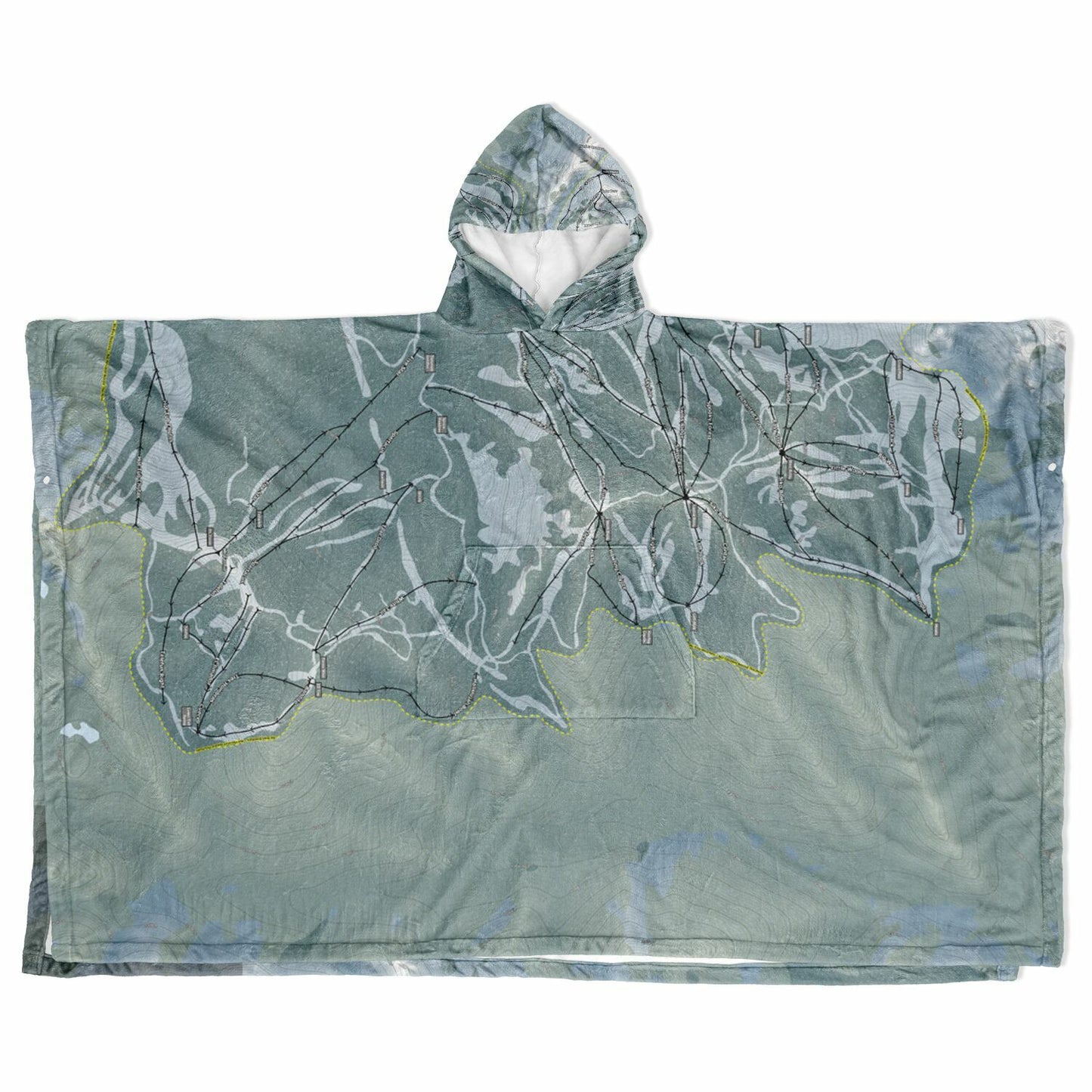 Island Lake Lodge, British Columbia Ski Resort Map Flannel Blanket Poncho