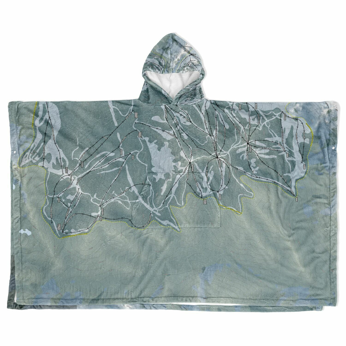 Island Lake Lodge, British Columbia Ski Resort Map Flannel Blanket Poncho