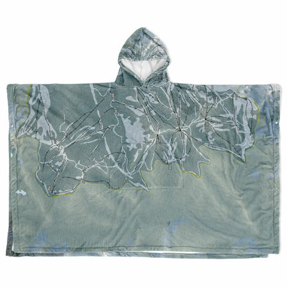 Island Lake Lodge, British Columbia Ski Resort Map Flannel Blanket Poncho