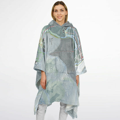 Belleayre, New York Ski Resort Map Flannel Blanket Poncho