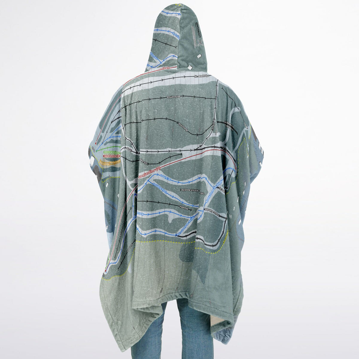 Mont Saint-Mathieu, Quebec Ski Resort Map Flannel Blanket Poncho