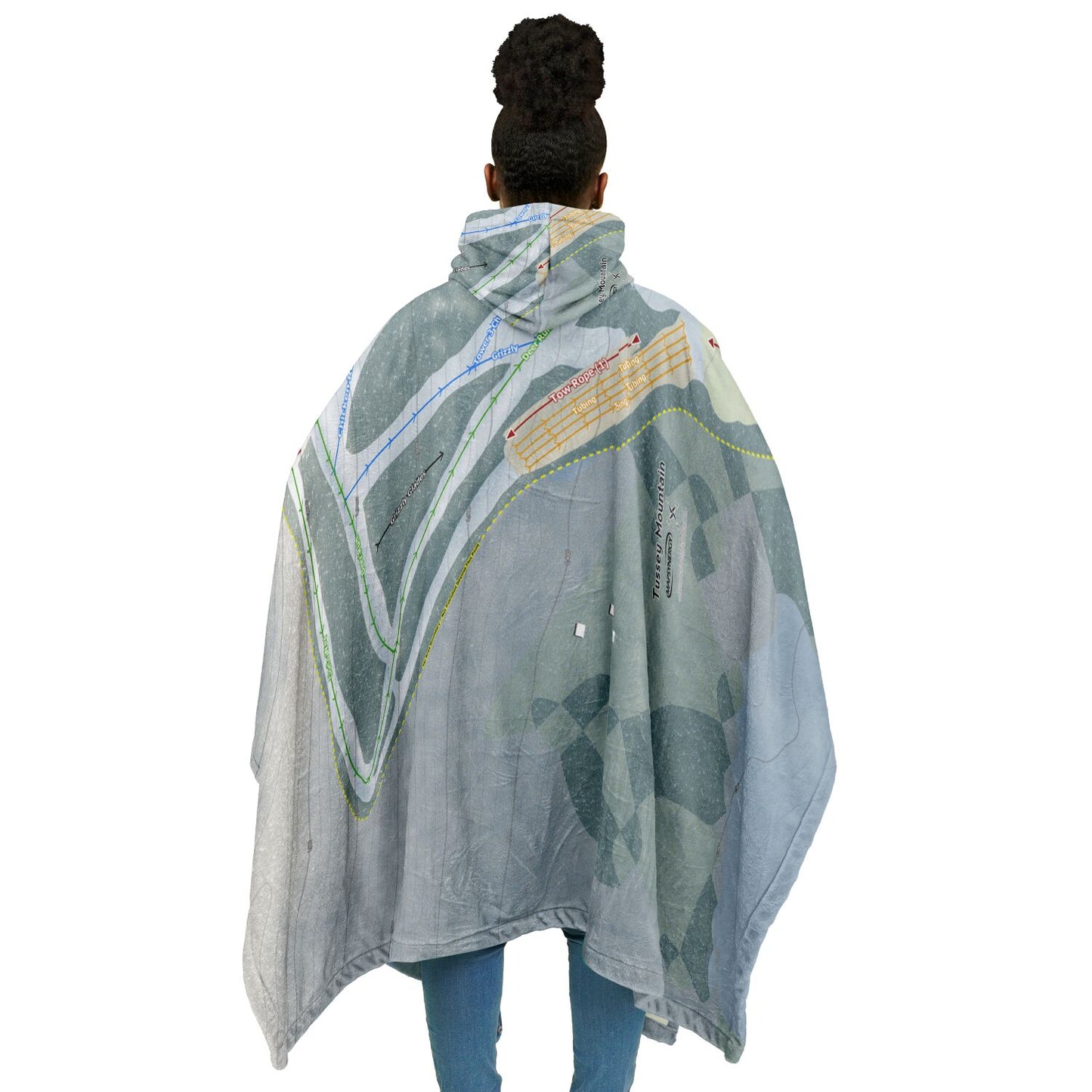 Tussey Mountain, Pennsylvania Ski Resort Map Flannel Blanket Poncho