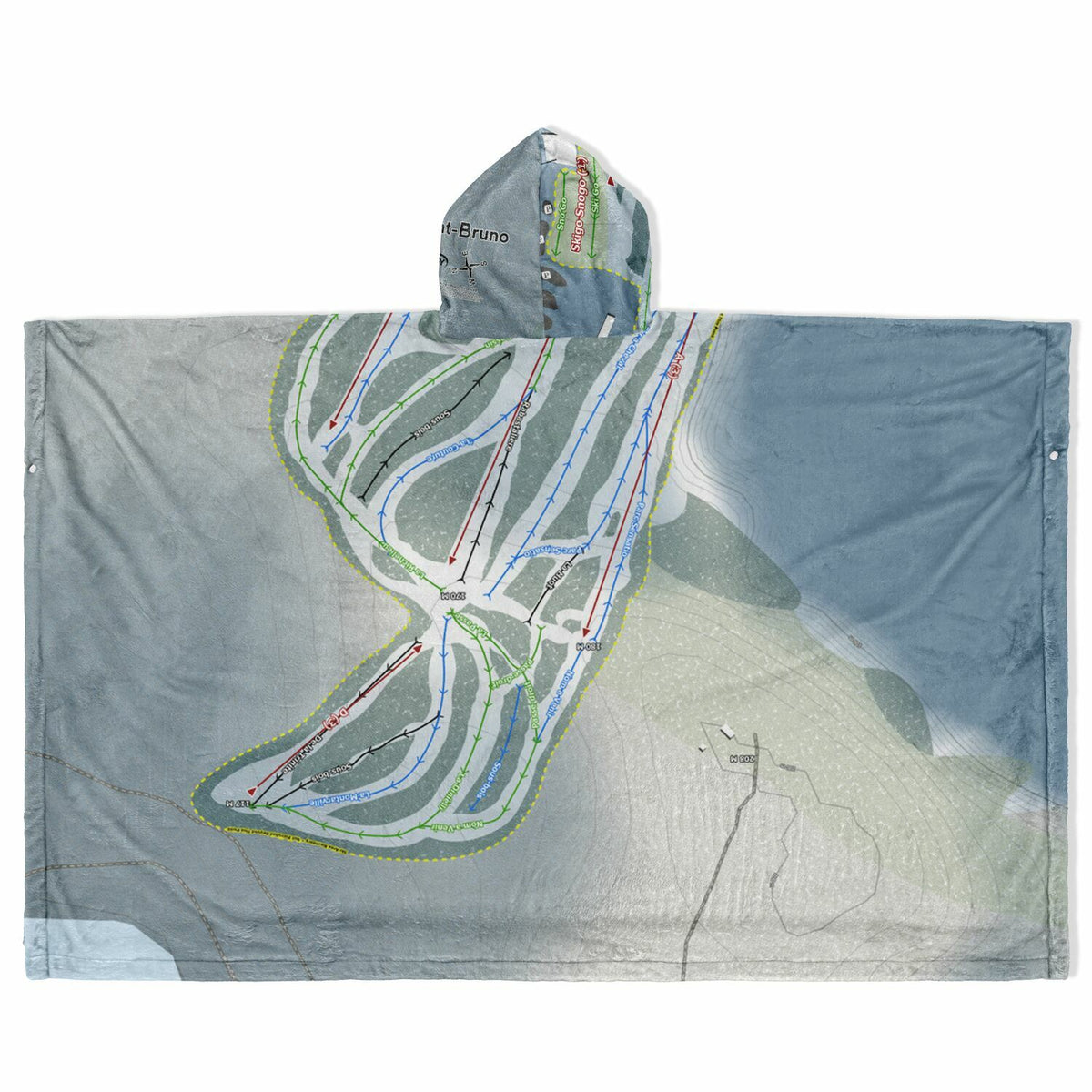 Ski Saint-Bruno, Quebec Ski Resort Map Flannel Blanket Poncho