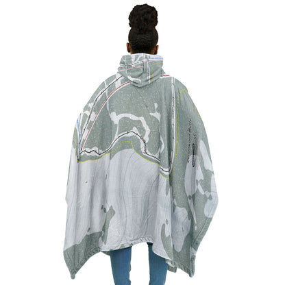 Cottonwood Butte, Idaho Ski Resort Map Flannel Blanket Poncho