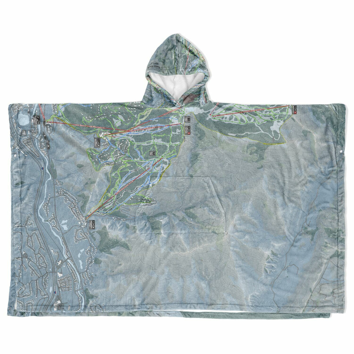 Beaver Creek, Colorado Ski Resort Map Flannel Blanket Poncho