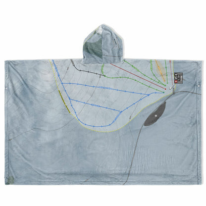 Blizzard Mountain, Idaho Ski Resort Map Flannel Blanket Poncho
