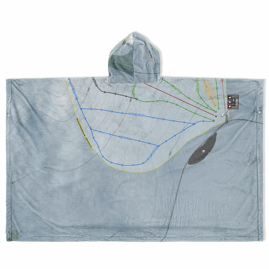 Blizzard Mountain, Idaho Ski Resort Map Flannel Blanket Poncho