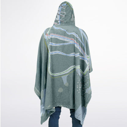 Mount Cain, British Columbia Ski Resort Map Flannel Blanket Poncho