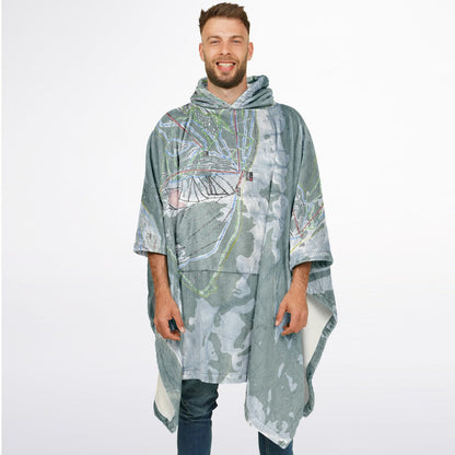 Yellowstone Club, Montana Ski Resort Map Flannel Blanket Poncho