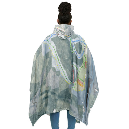 Blue Hills, Massachusetts Ski Resort Map Flannel Blanket Poncho