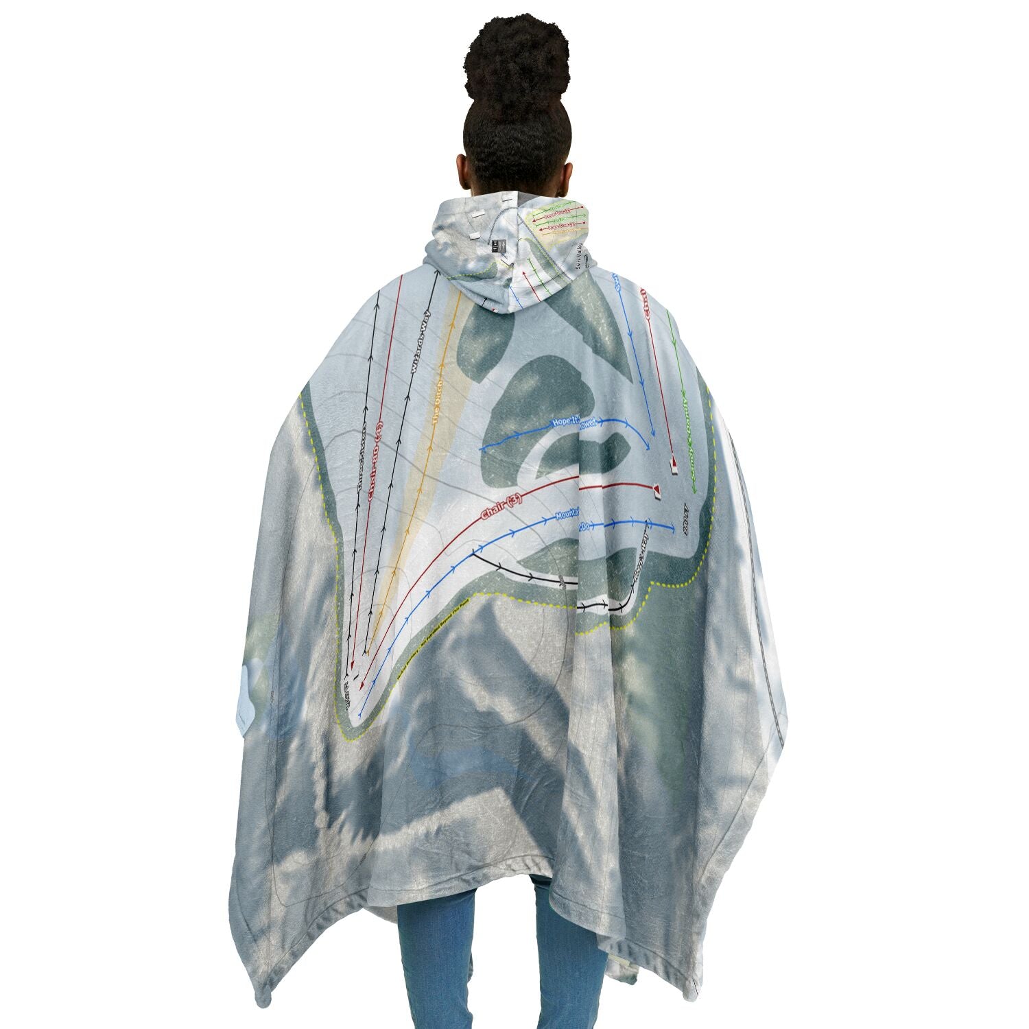 Swiss Valley, Michigan Ski Resort Map Flannel Blanket Poncho