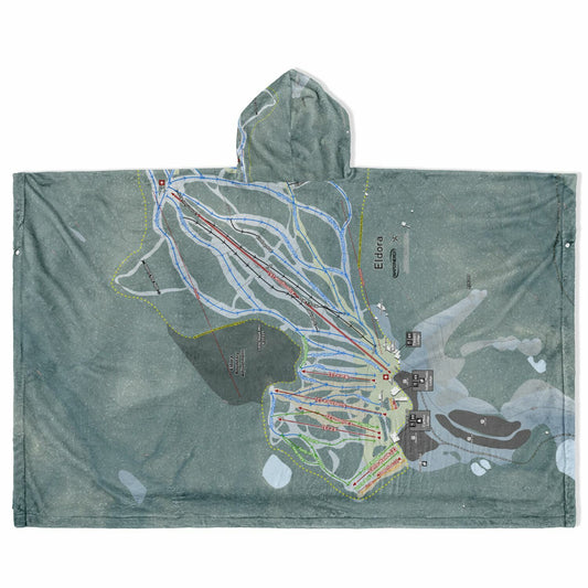 Eldora, Colorado Ski Resort Map Flannel Blanket Poncho