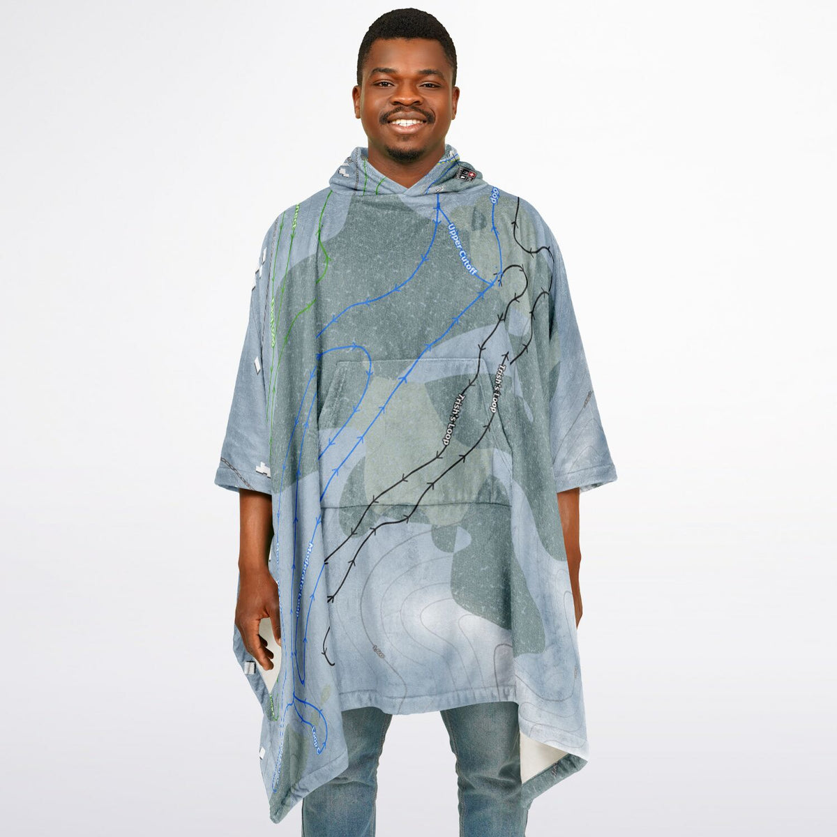 Leavenworth Ski Hill, Washington Ski Resort Map Flannel Blanket Poncho