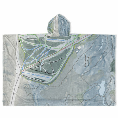 Pine Mountain, Michigan Ski Resort Map Flannel Blanket Poncho
