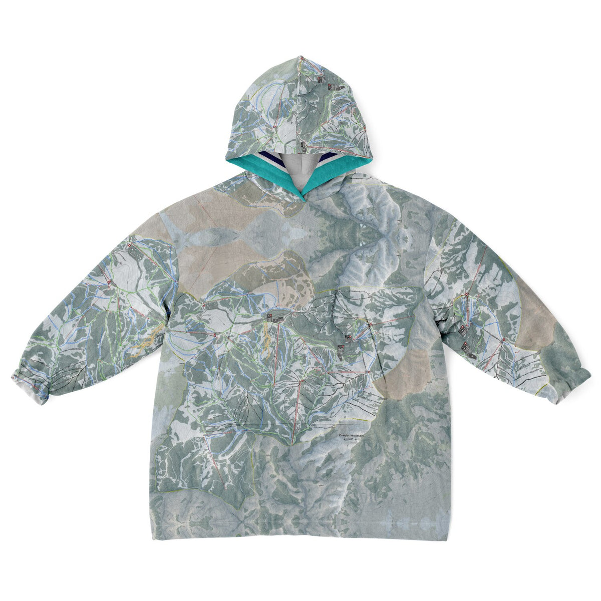 Powder Mountain, Utah Ski Resort Map Youth Reversible Snug Hoodie