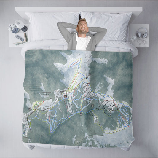 Mount Hotham, Australia Ski Resort Map XL Blanket - Powderaddicts
