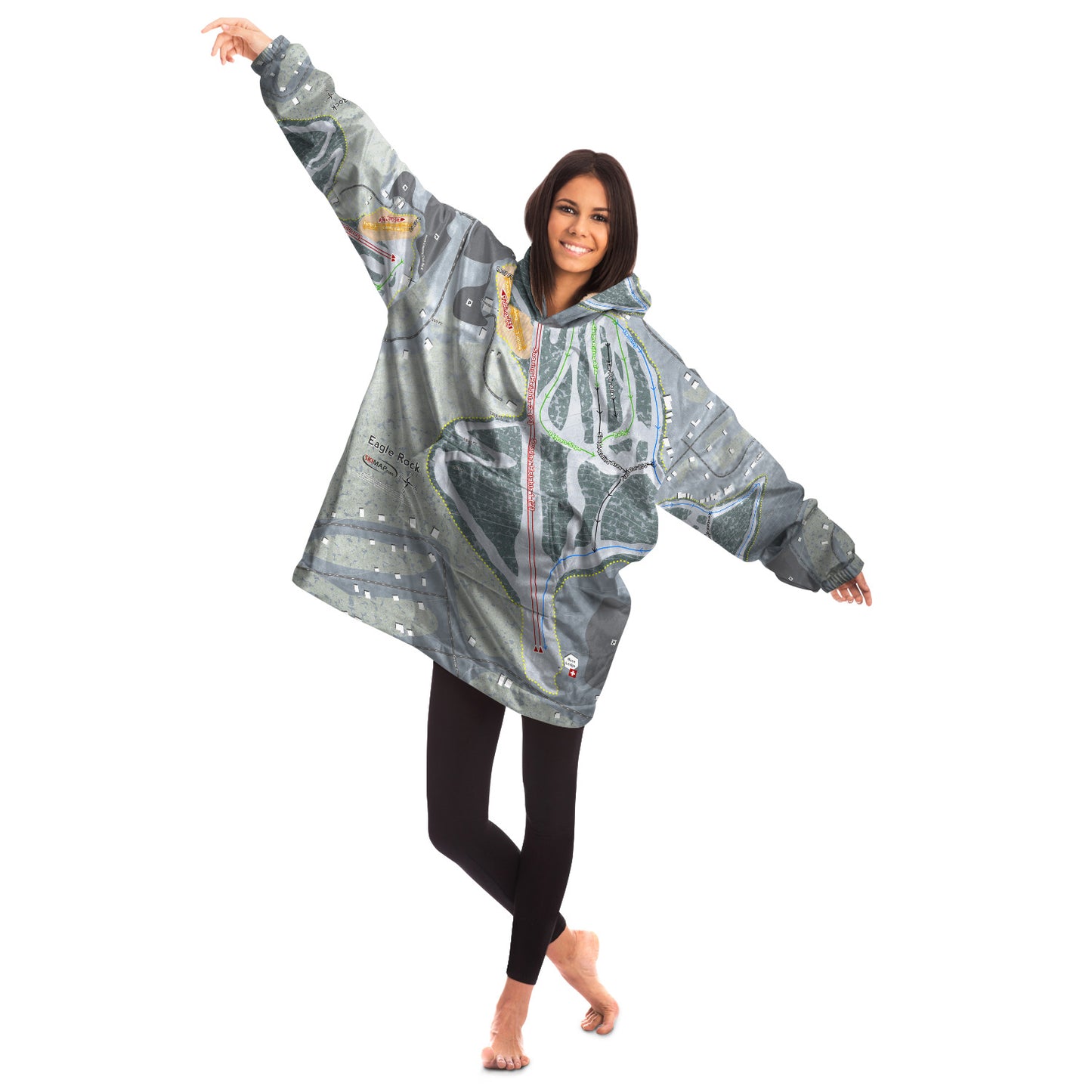 Eagle Rock, Pennsylvania Ski Trail Map Snug Hoodie