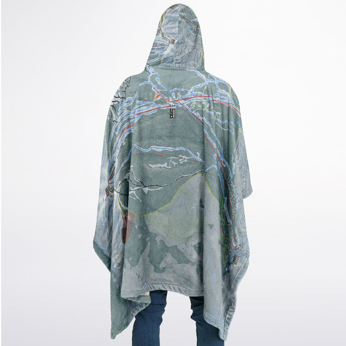 Snowmass, Colorado Ski Resort Map Flannel Blanket Poncho