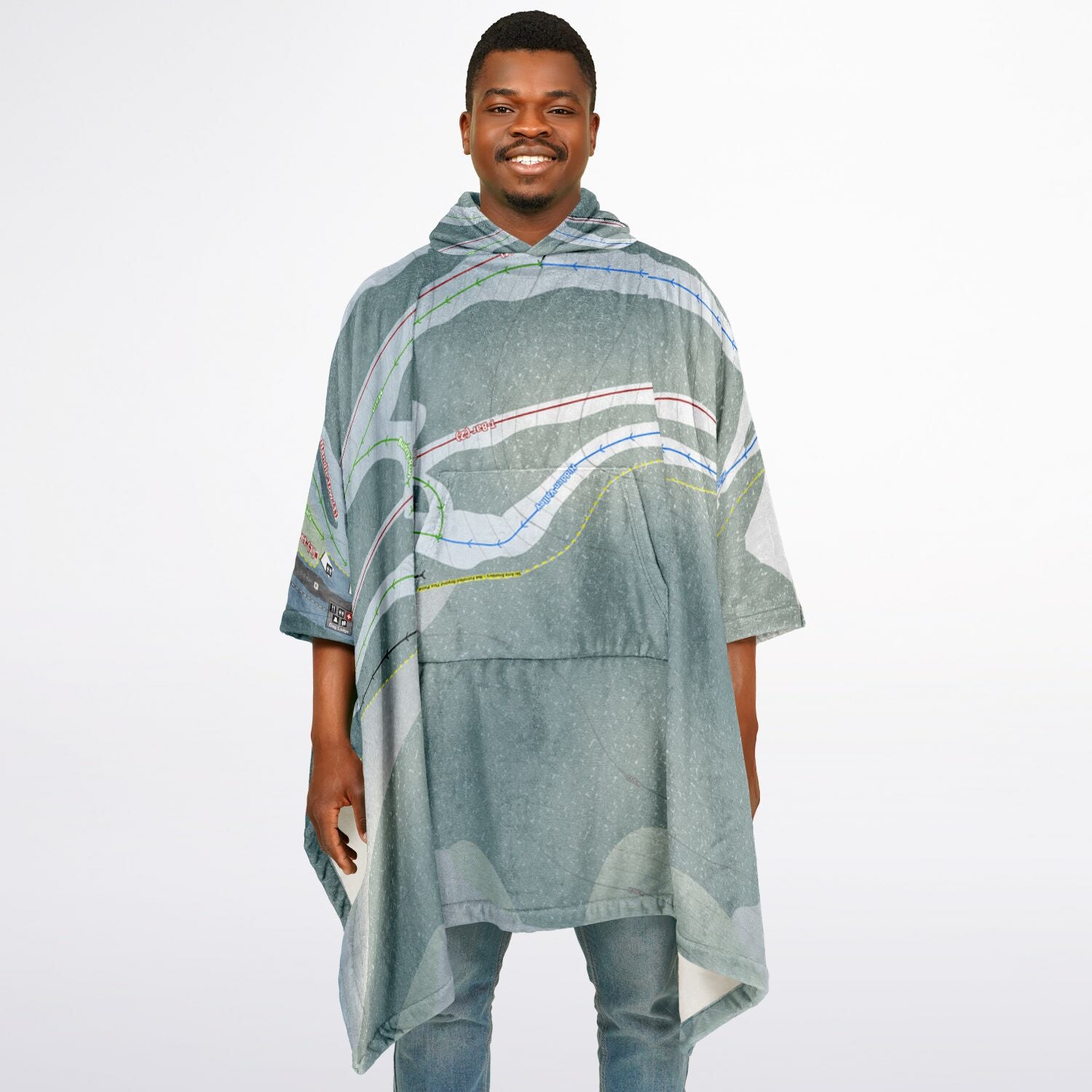 Hidden Valley, Alberta Ski Resort Map Flannel Blanket Poncho