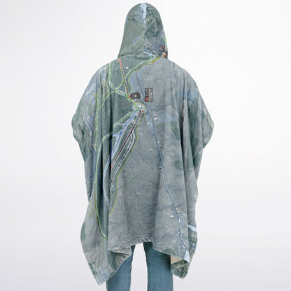 Titus Mountain, New York Ski Resort Map Flannel Blanket Poncho