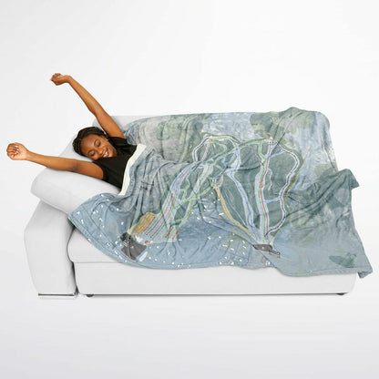 West Mountain, New York Ski Resort Map Flannel Blanket Poncho