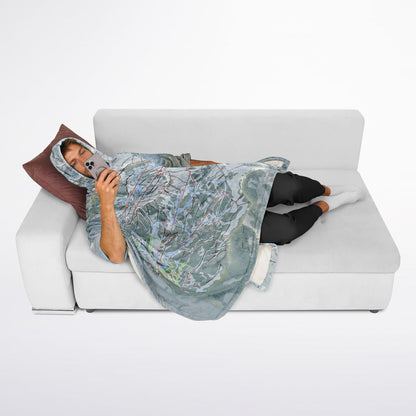 Little Cottonwood Canyon, Utah Ski Resort Map Flannel Blanket Poncho