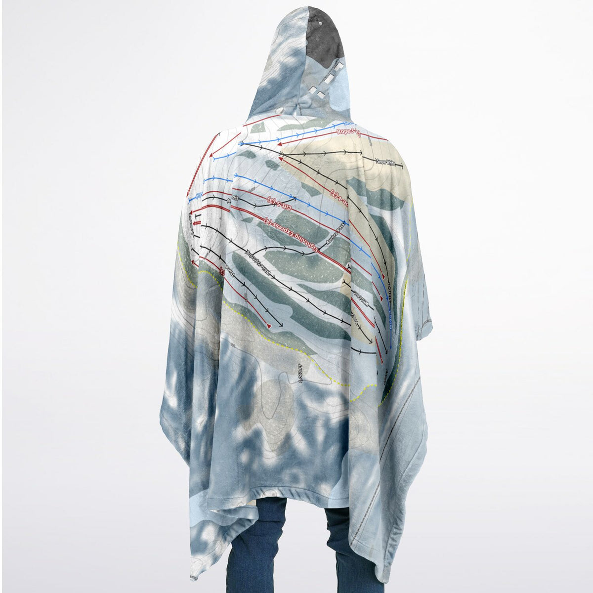 Mt Holly, Michigan Ski Resort Map Flannel Blanket Poncho