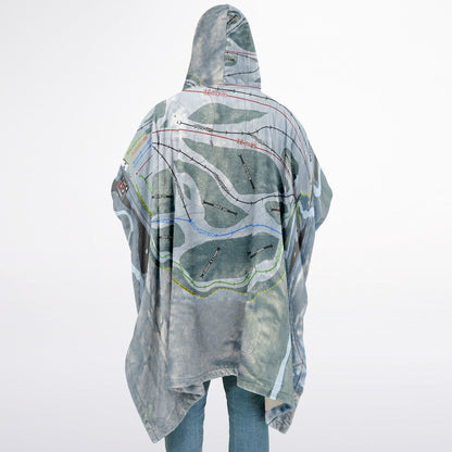 Marquette Mountain, Michigan Ski Resort Map Flannel Blanket Poncho