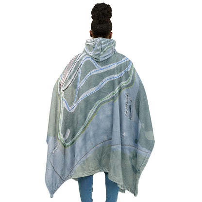 Mt Jefferson, Maine Ski Resort Map Flannel Blanket Poncho