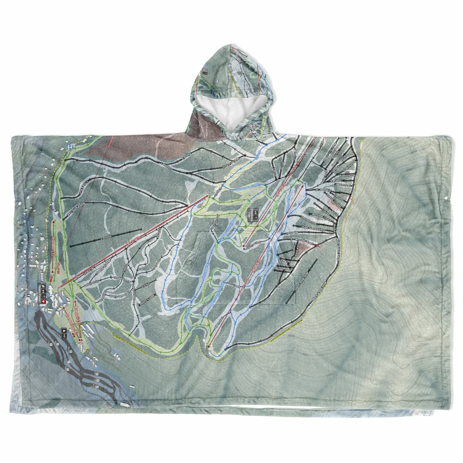 Taos, New Mexico Ski Resort Map Flannel Blanket Poncho