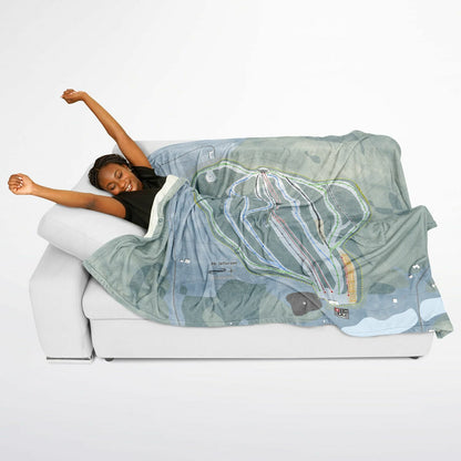 Mt Jefferson, Maine Ski Resort Map Flannel Blanket Poncho